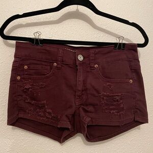 American Eagle Outfitters Shorts Women's 5-Pocket Denim Semi-Destroyed Purple 2